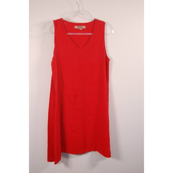 Flax Dresses & Skirts - FLAX Women's 100% Linen Lagenlook Minimalist Tank Sleeveless Knee High Dress S